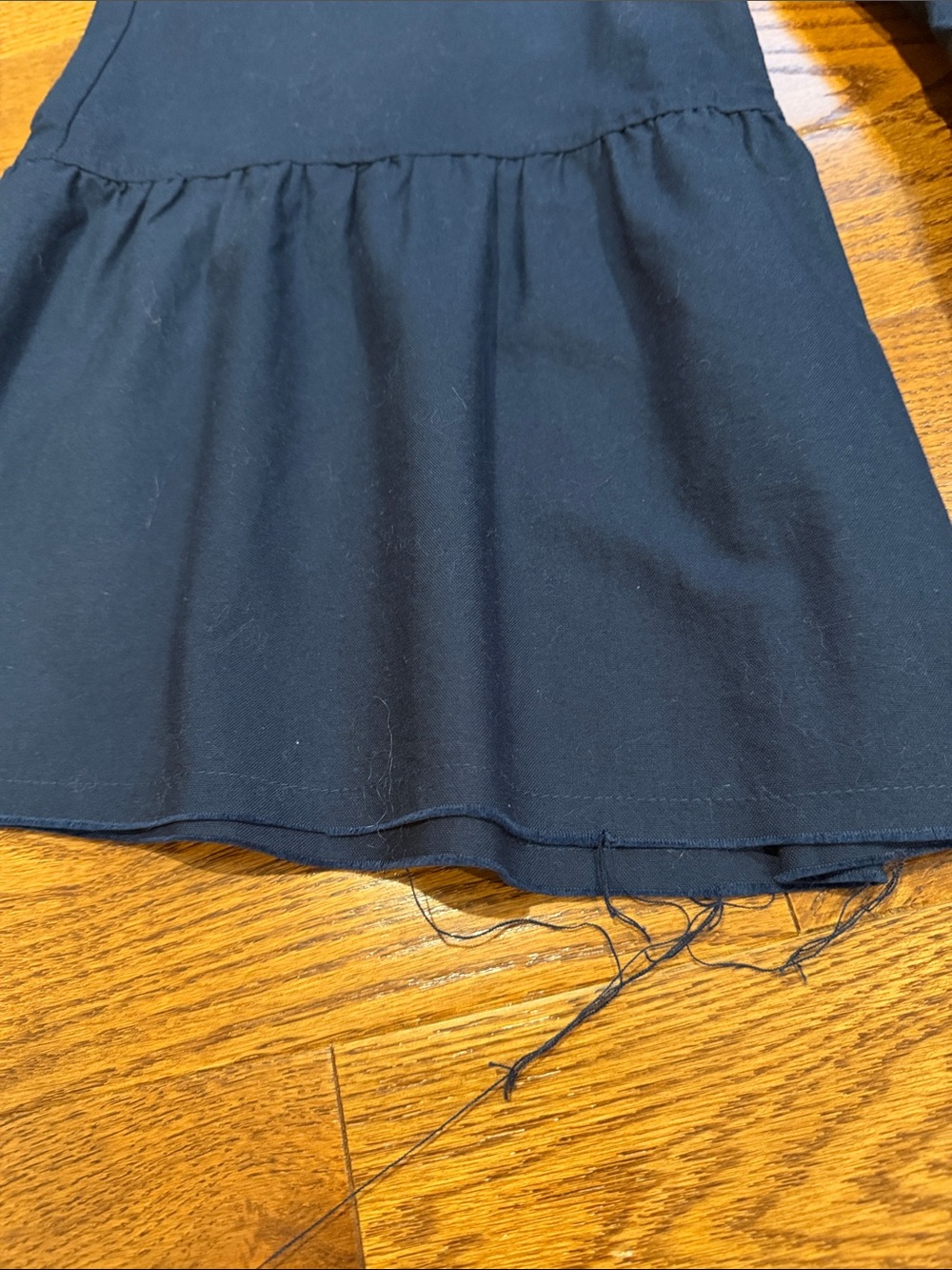 Navy Wide-Leg Ruffle Hem Pants - Picture 6 of 12